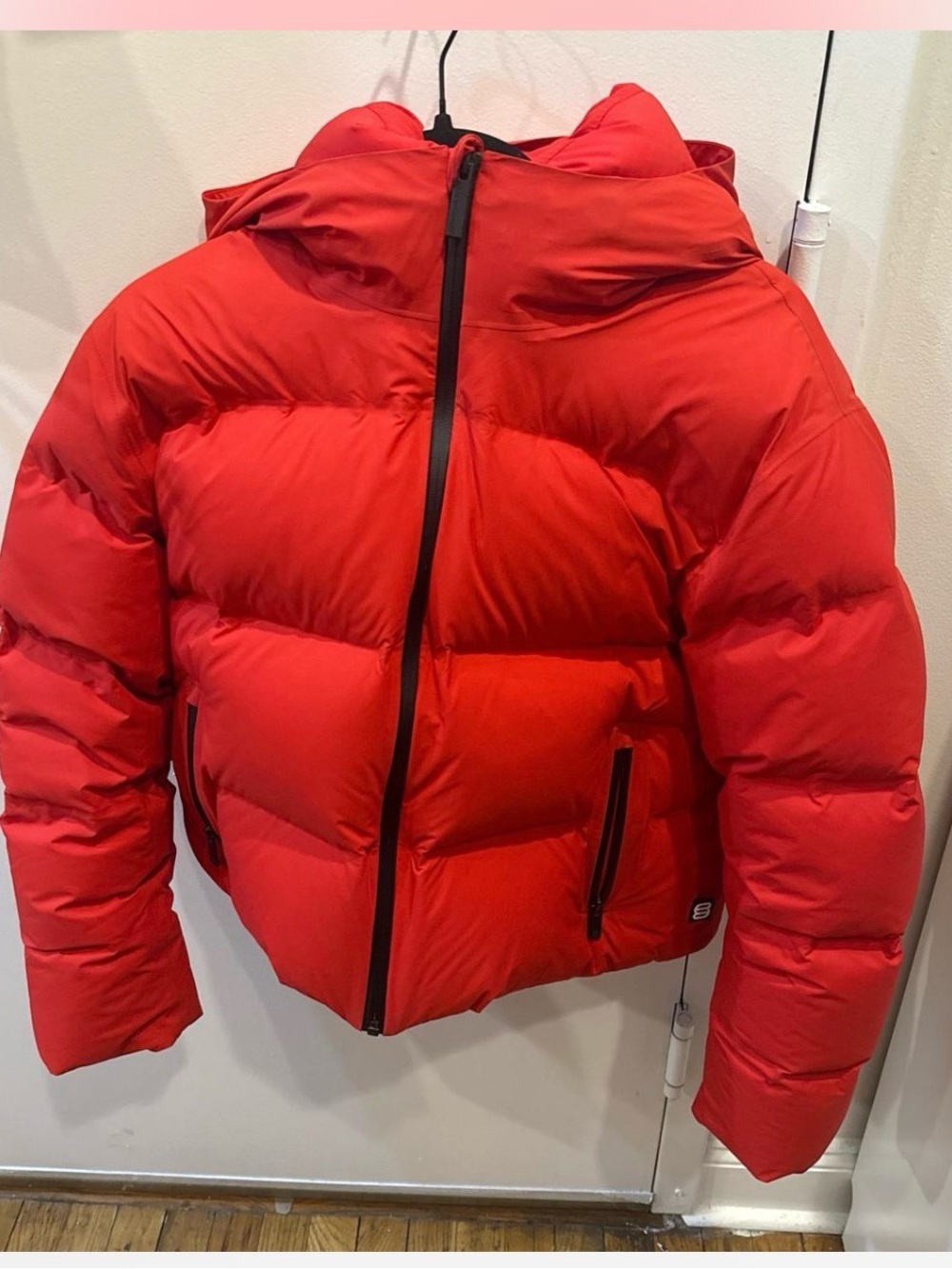 Aritzia Bright Red Puffer Jacket with Hood